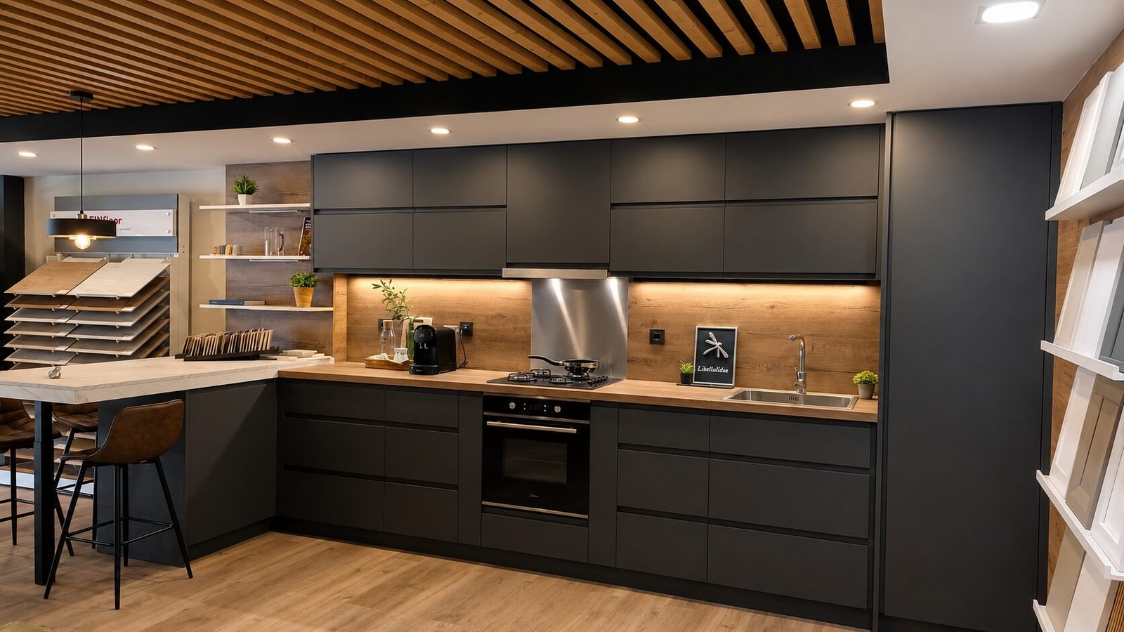 Cocina gris antracita de exposici&oacute;n Decofusion Matar&oacute;